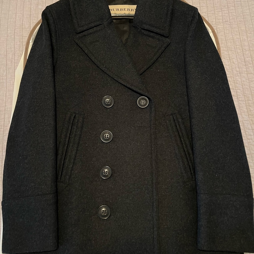 Classic wool and cashmere Burberry Peacoat.